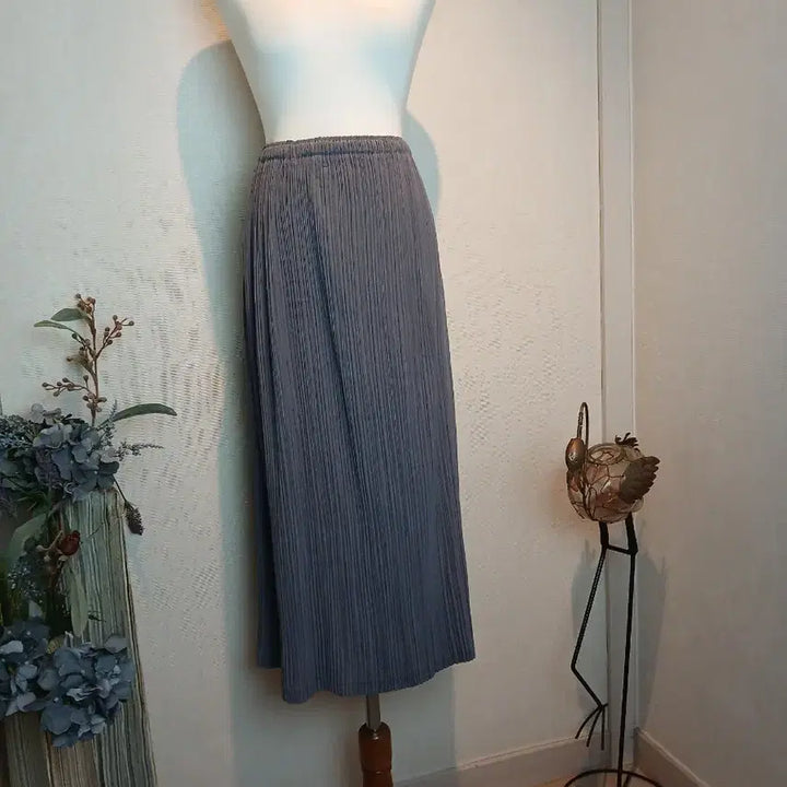 [BUNJANG] Pleated Long Skirt Blue Grey One Size / 플리츠 롱 스커트 블루그레이. 프리사이즈