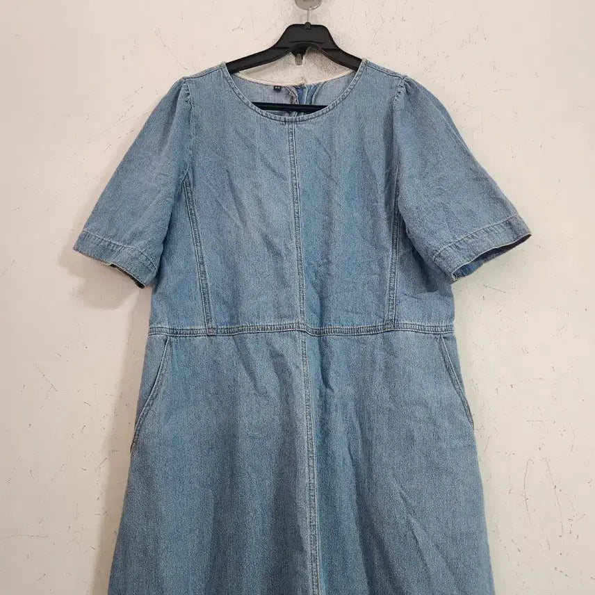 [BUNJANG] Blue Denim Short Sleeve Long Dress / 청 데님 반팔 롱 원피스