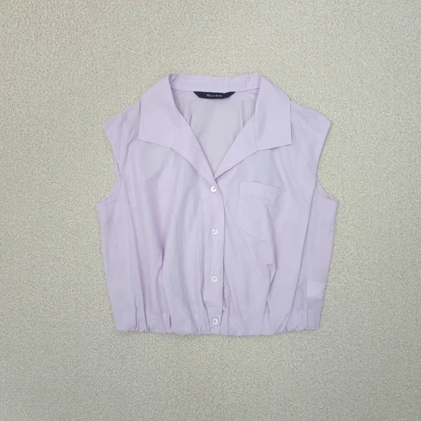 [BUNJANG] Merhen Open Collar Sleeveless Shirt / (55)메르헨 여성 민소매 셔츠 오픈카라넥