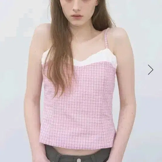 [BUNJANG] Lillycotts Pink Check Bustier Top S / 새상품 Lillycotts 핑크 체크 뷔스티에 탑 S