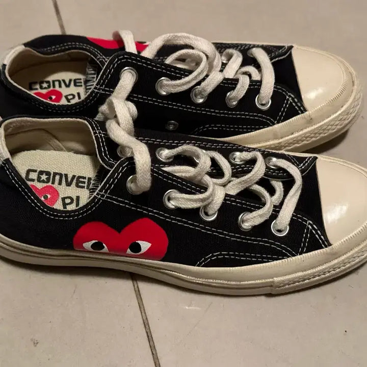 [BUNJANG] Comme des Garçons PLAY Chuck Taylor All-Star Low Black Shoes / 꼼데가르송 컨버스 로우 블랙 230