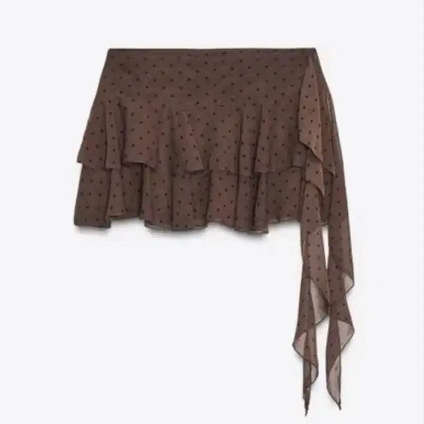 [BUNJANG] ZARA Ruffle Skirt Pants Brown Dot M / (M)자라 러플 스커트 팬츠 브라운 도트 땡땡이 치마 갸루