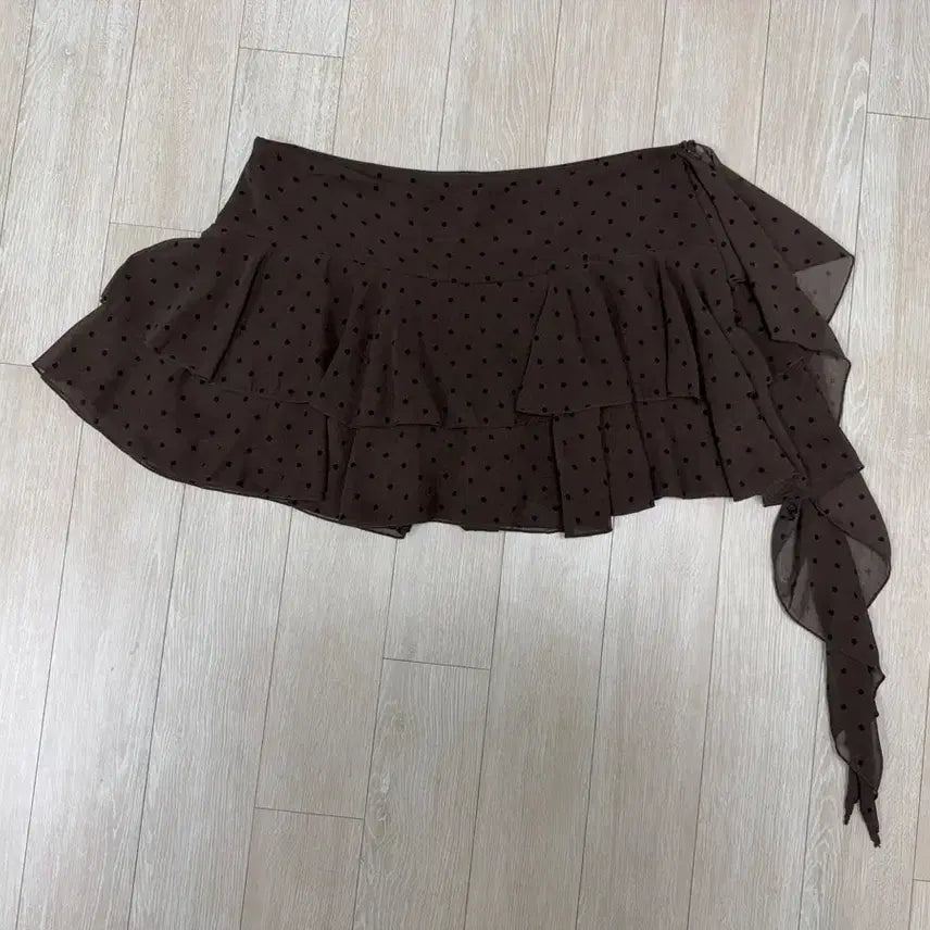 [BUNJANG] ZARA Ruffle Skirt Pants Brown Dot M / (M)자라 러플 스커트 팬츠 브라운 도트 땡땡이 치마 갸루