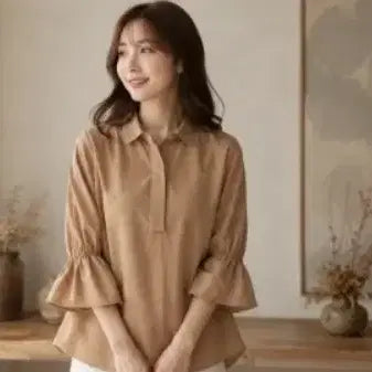 [BUNJANG] Lanvin Beige Shirring Sleeve Blouse / 랑방 베이지 셔링 슬리브 블라우스 (66)
