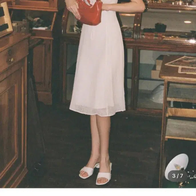 [BUNJANG] Pleume Waving Ruffle Dress (Cream, S) / 플로움 러플 드레스