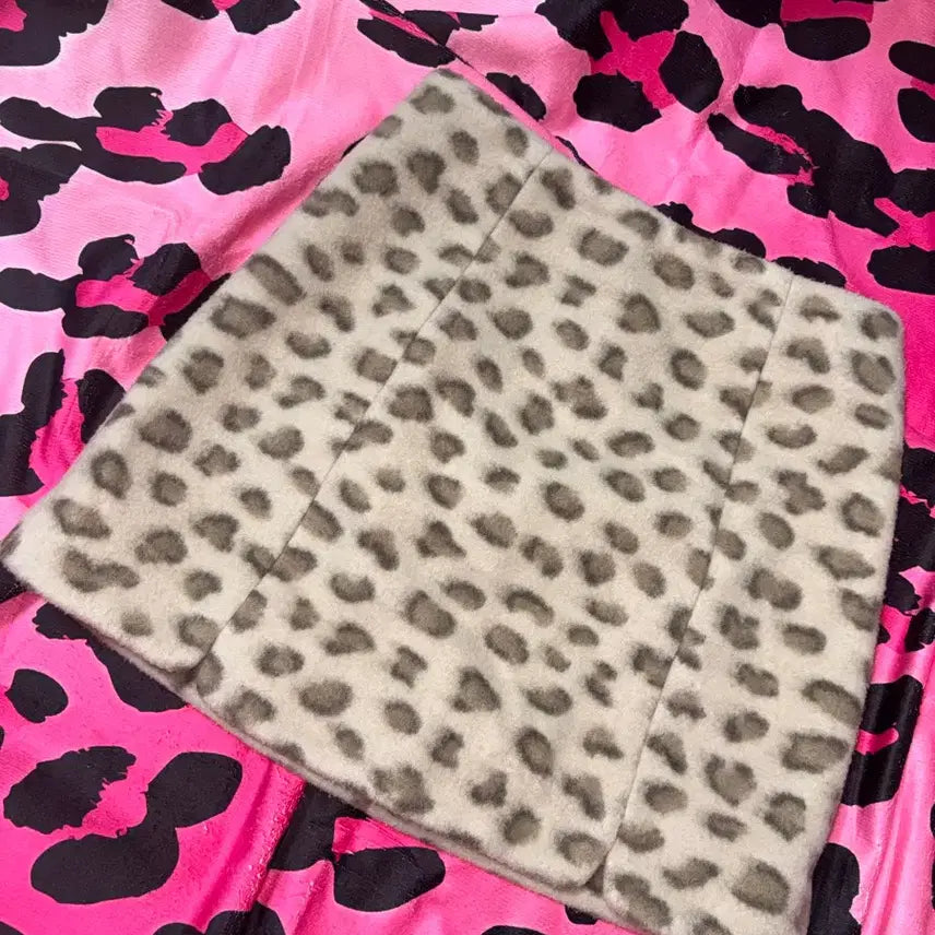 [BUNJANG] Leopard Mini Skirt Gyaru Style / 보송보송 레오파드 호피 미니스커트 치마 갸루 (ㅅㅊ 베메클 리즈리사
