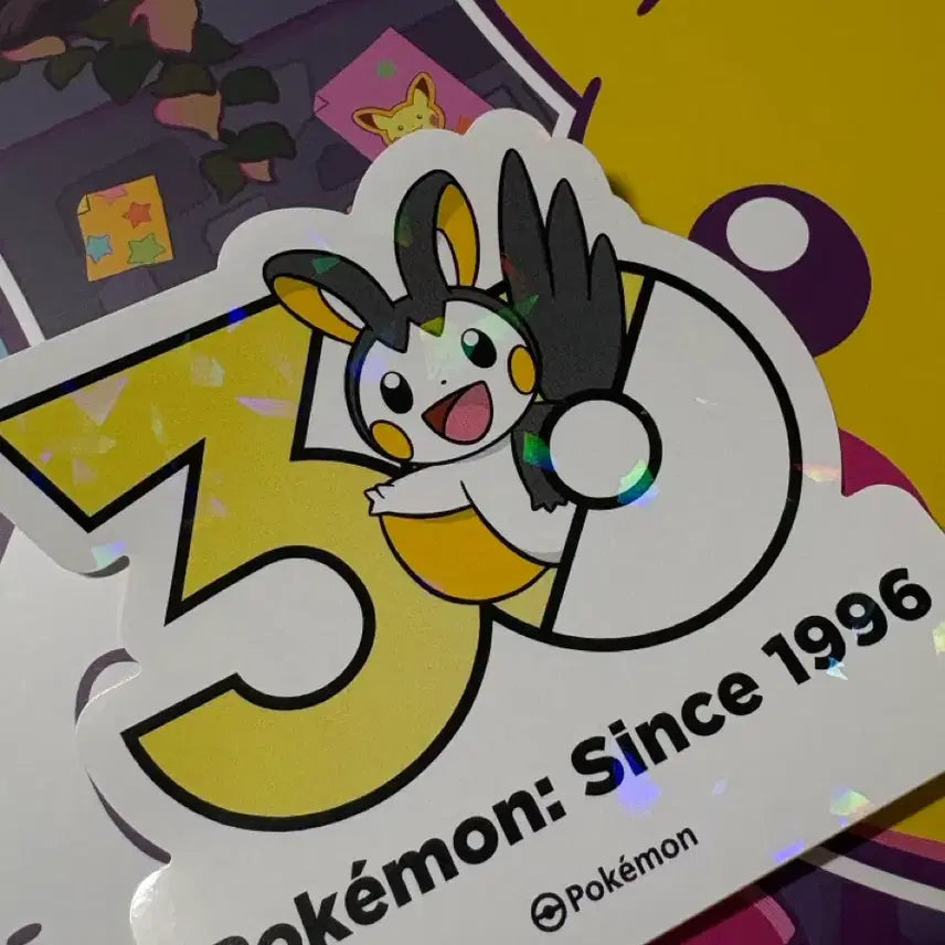 [BUNJANG] Pokemon 30th Anniversary Logo Sticker Emolga (Korea Exclusive) / (한국한정) 포켓몬 30주년 로고 스티커 에몽가