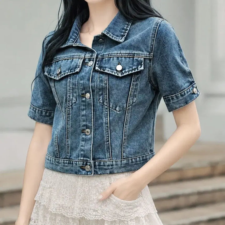 [BUNJANG] Short Sleeve Denim Jacket / 새상품 반팔 청 데님 자켓