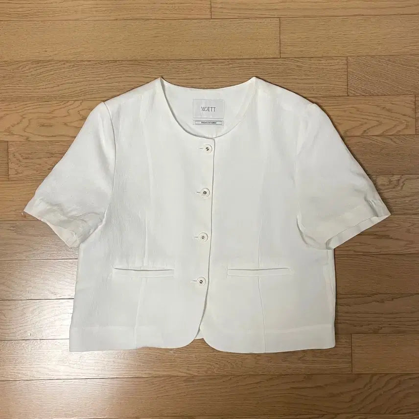 [BUNJANG] F/MOETT Linen Round Short Sleeve Jacket / F / MOETT 린넨 라운드 반팔 자켓