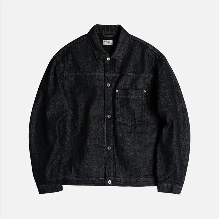 [BUNJANG] Rough Side Drape Denim Jacket Black / 러프사이드 데님 자켓 3size