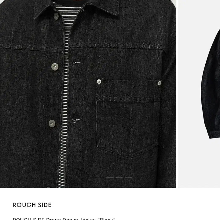 [BUNJANG] Rough Side Drape Denim Jacket Black / 러프사이드 데님 자켓 3size