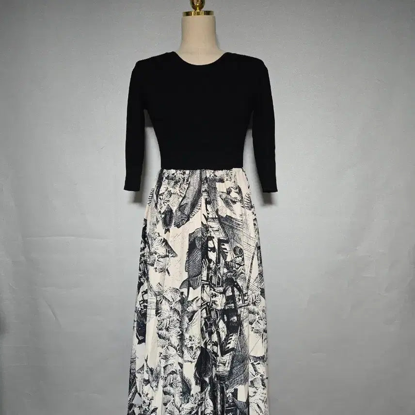 [BUNJANG] SooS Ribbed Colorblock Long Dress / SooS 골지 배색 롱원피스