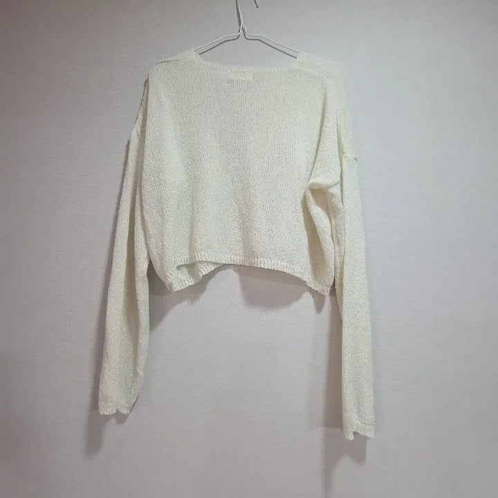 [BUNJANG] V-Neck Cropped Knit Ivory / 브이넥 크롭 니트 아이보리