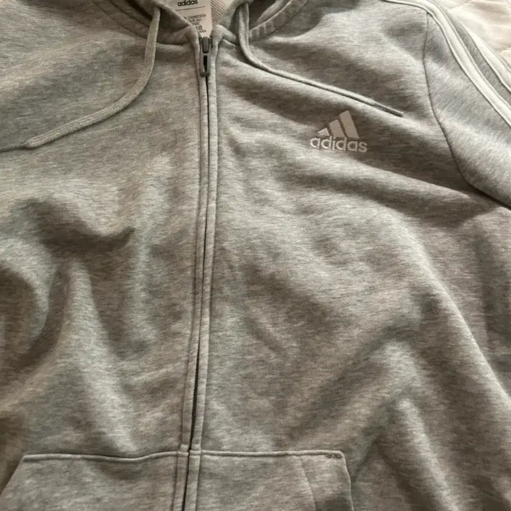 [BUNJANG] Adidas Three-Stripes Grey Hooded Zip-Up Jacket / 아디다스 삼선 회색 후드집업