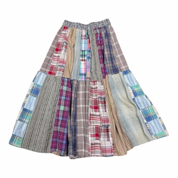 [BUNJANG] Vintage Mori Girl Patchwork Long Skirt / 빈티지 모리걸 패치워크 롱 스커트 치마