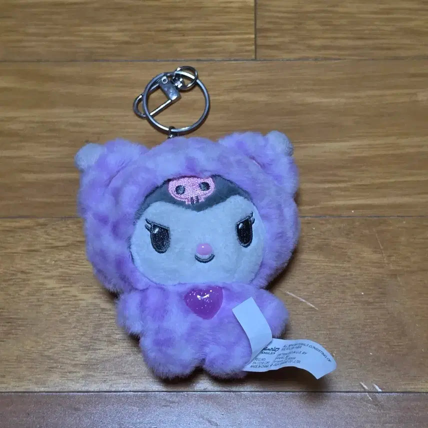 [BUNJANG] Kuromi Purple Leopard Print Keyring / 리쿠 보라 호피 쿠로미 키링