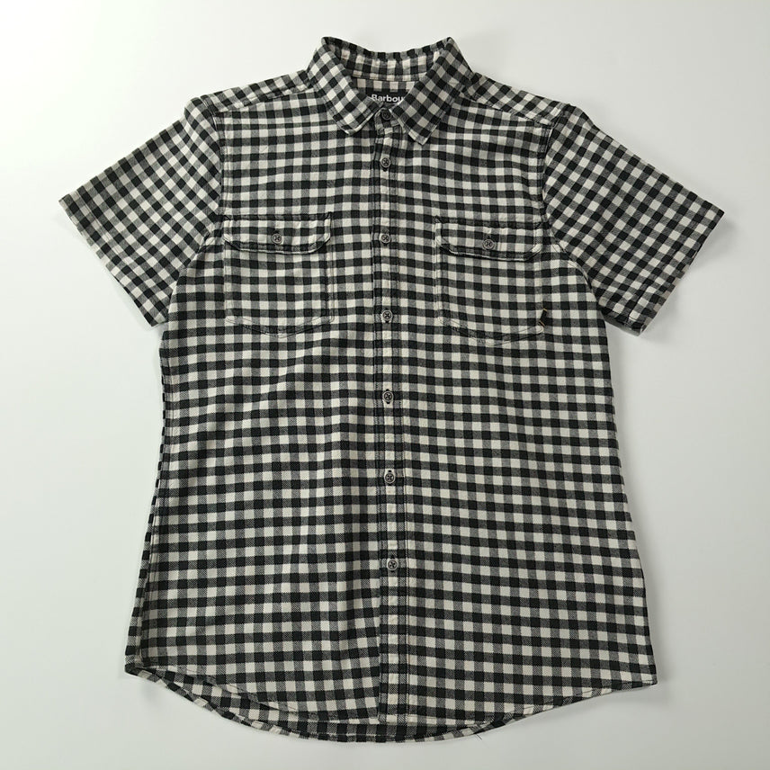 [BUNJANG] Barbour International Gingham Check Short-Sleeve Work Shirt - Black, M / CK687 M 바버 모노 깅엄체크 블랙 반팔 워크 셔츠 남방