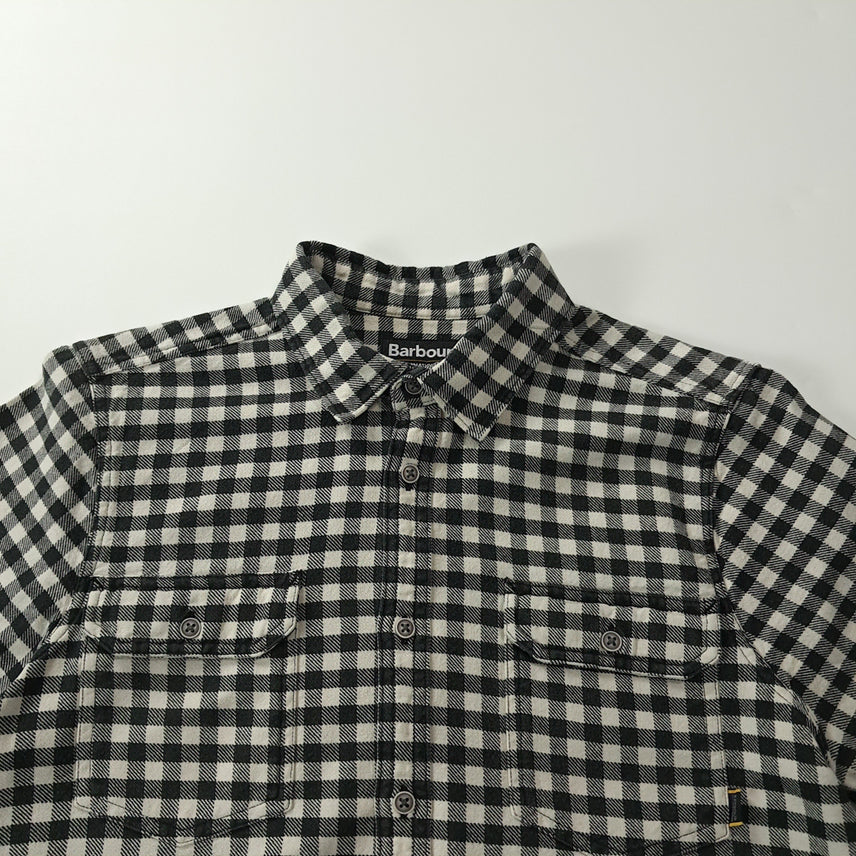 [BUNJANG] Barbour International Gingham Check Short-Sleeve Work Shirt - Black, M / CK687 M 바버 모노 깅엄체크 블랙 반팔 워크 셔츠 남방