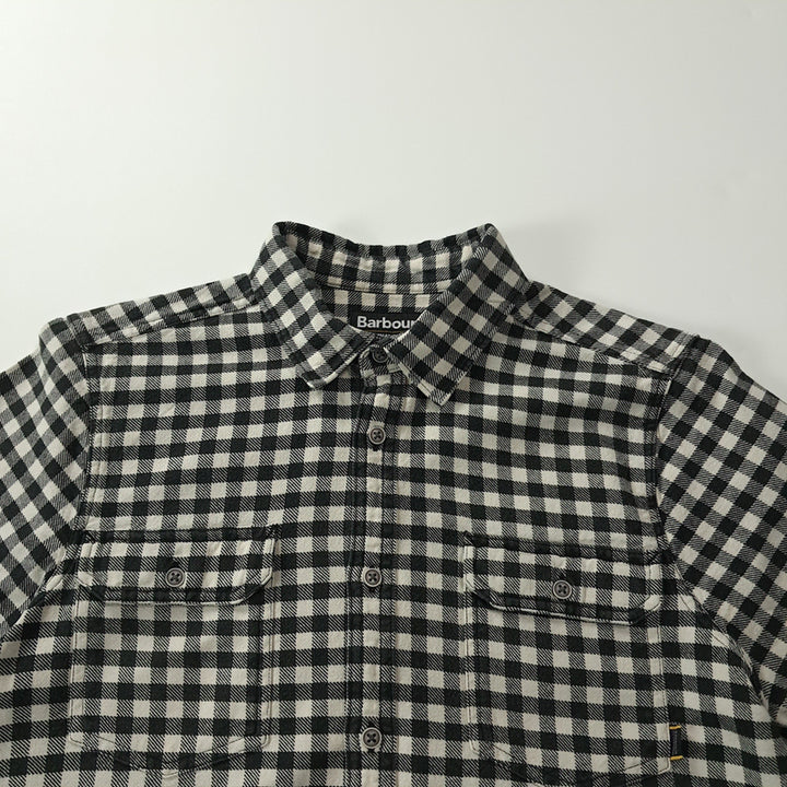 [BUNJANG] Barbour International Gingham Check Short-Sleeve Work Shirt - Black, M / CK687 M 바버 모노 깅엄체크 블랙 반팔 워크 셔츠 남방