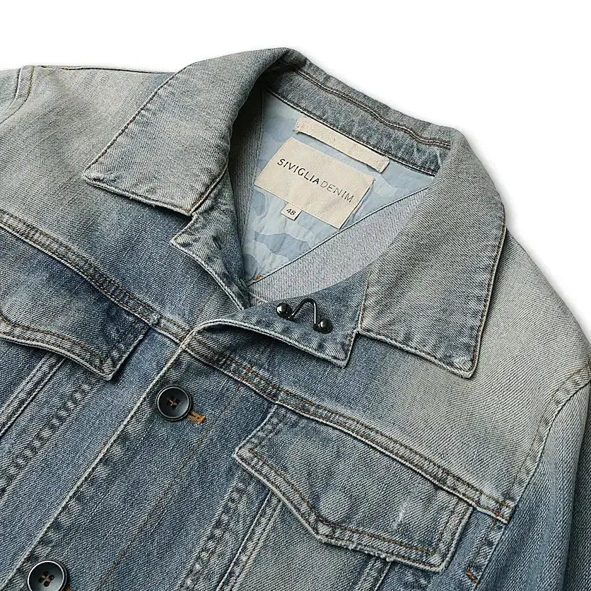 [BUNJANG] Siviglia Light Blue Cotton Denim Trucker Jacket / 시빌리아 [Siviglia] 연청 이태리 코튼 데님 트러커 자켓 청자켓