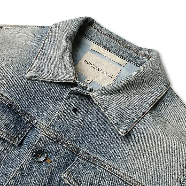 [BUNJANG] Siviglia Light Blue Cotton Denim Trucker Jacket / 시빌리아 [Siviglia] 연청 이태리 코튼 데님 트러커 자켓 청자켓