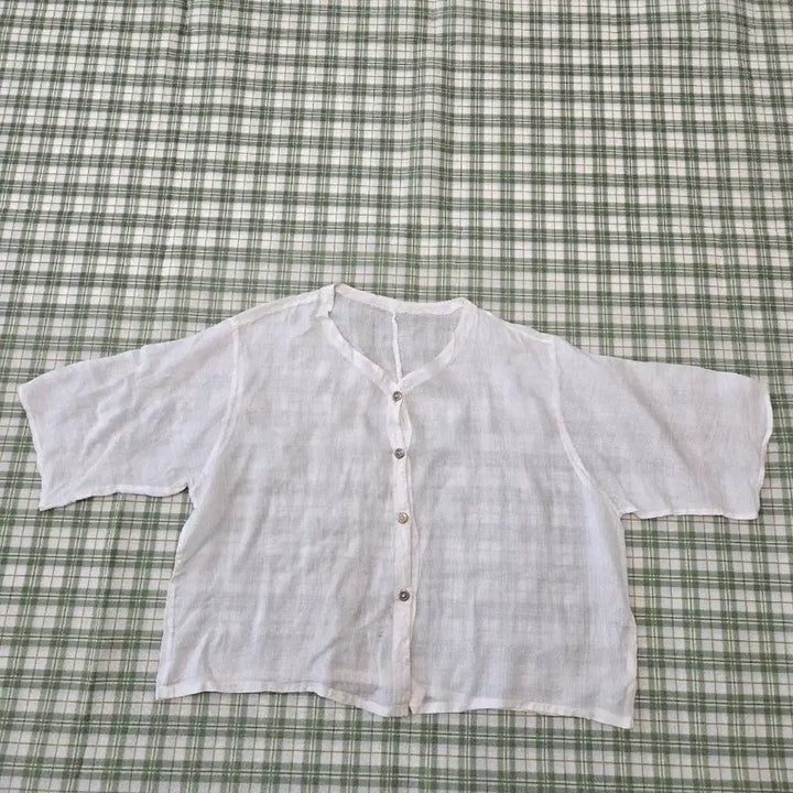 [BUNJANG] Linen Blend Shirt White Size 77 / 5ㅡ모시 셔츠ㅡ77