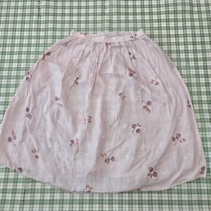 [BUNJANG] Ramie Long Skirt with Floral Pattern / 5ㅡ모시 나몀 스커트  ㅡ허리ㅡ32