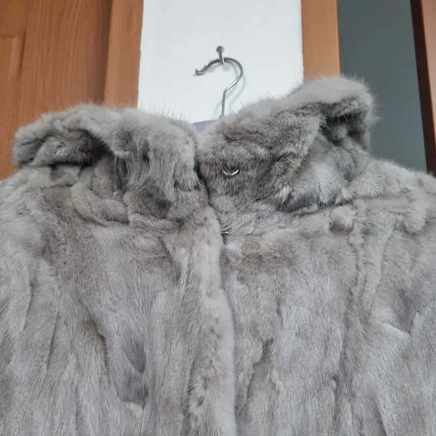 [BUNJANG] Euro Mink Fur Coat - Grey / 유로밍크 모피 코트 그레이