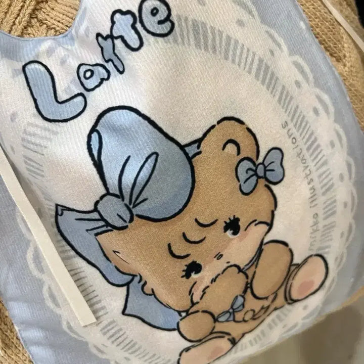 [BUNJANG] Latte Bear Knit Ribbon Tote Bag / 라떼 베어 니트 리본 가방