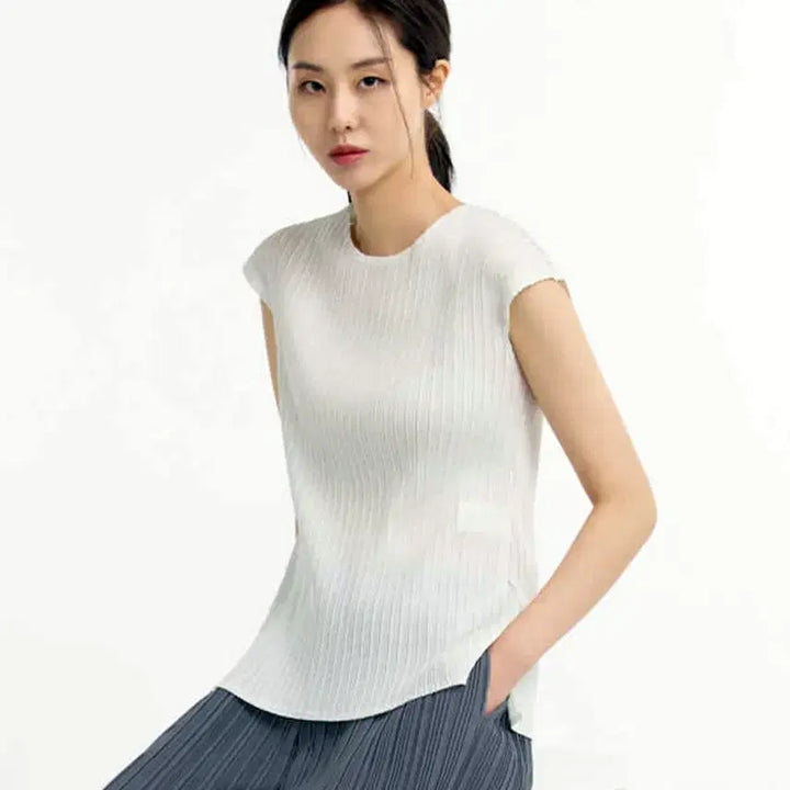 [BUNJANG] PLEATSME Basic Cap Sleeve T-Shirt Free Size / 플리츠미(PLEATSME) 베이직 캡소매 티셔츠 프리사이즈