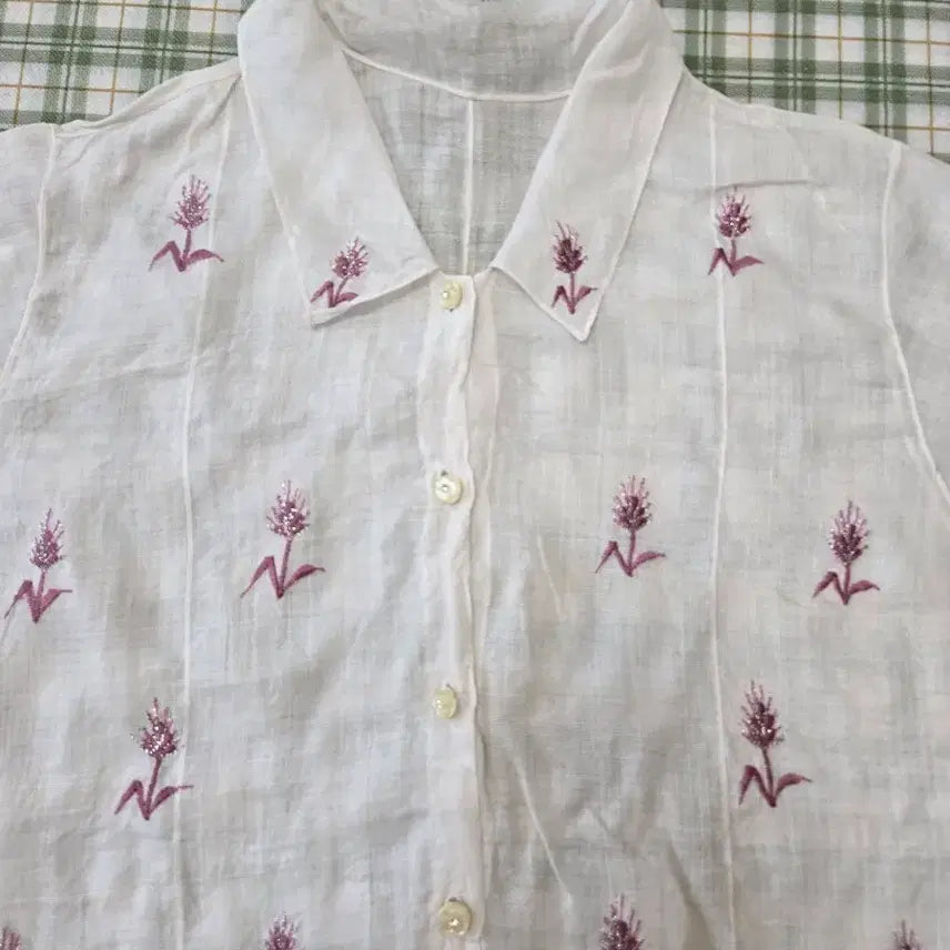 [BUNJANG] Handmade Ramie Embroidered Blouse / 6ㅡ모시 자수 맞춤 블라우스ㅡ55