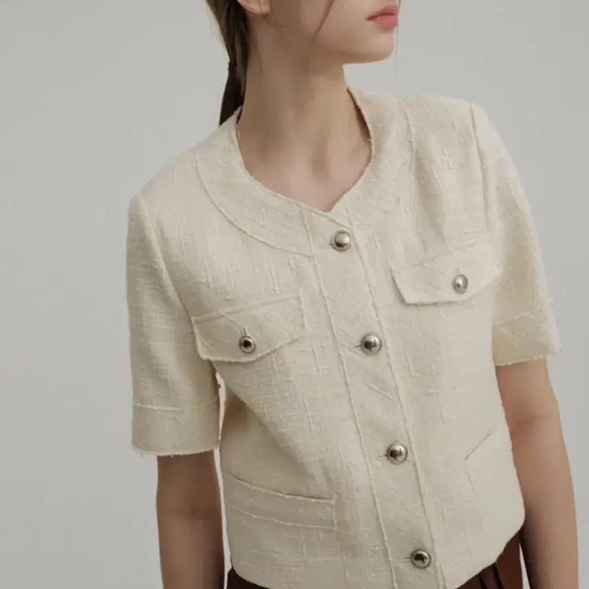 [BUNJANG] AVA MOLLI Half Sleeve Tweed Jacket / AVA MOLLI 아바몰리 반팔 트위드자켓