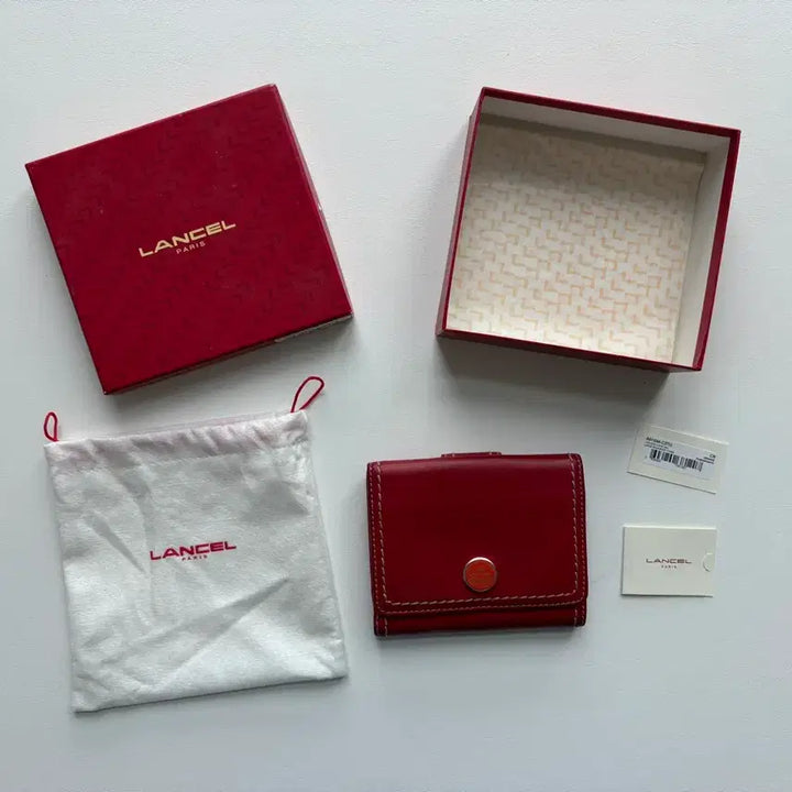 [BUNJANG] Lancel Red Bifold Wallet with Case and Dust Bag / 프랑스 브랜드 란셀 랑셀 lancel 반지갑 레드 + 케이스 더스트