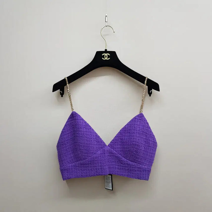 [BUNJANG] Maje Tweed Chain Strap Crop Bralette - Size 0 / 마쥬  트위드 체인 스트랩 크롭 브라탑  1사이즈 (택달린 새제품)