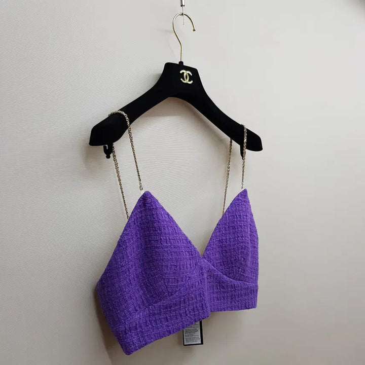 [BUNJANG] Maje Tweed Chain Strap Crop Bralette - Size 0 / 마쥬  트위드 체인 스트랩 크롭 브라탑  1사이즈 (택달린 새제품)