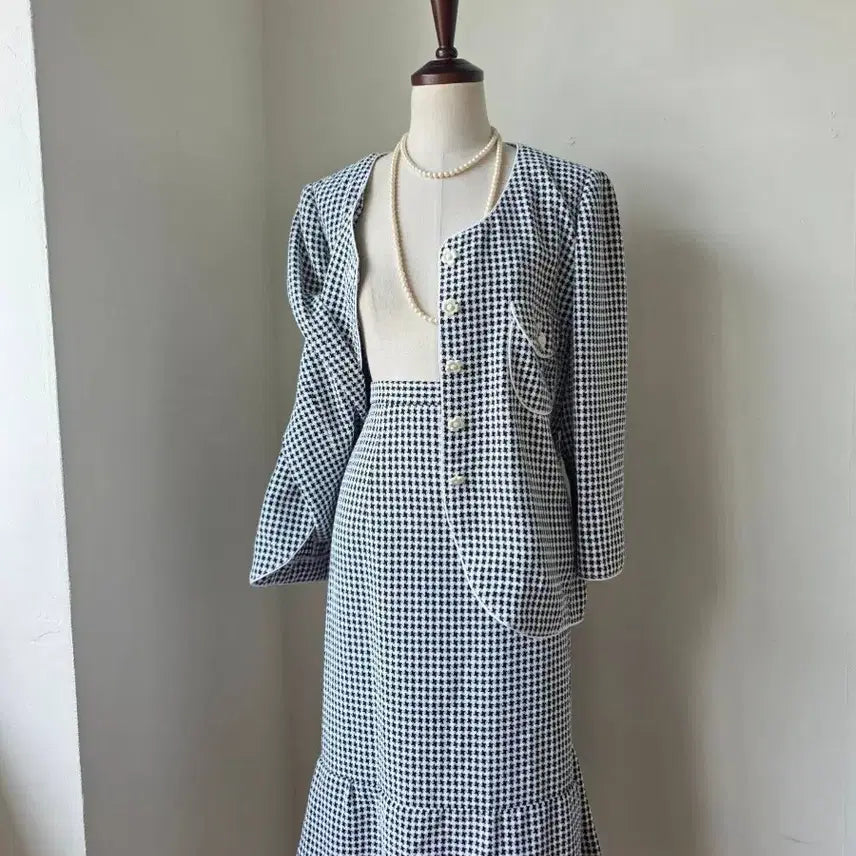[BUNJANG] Regence Houndstooth Check Tweed Setup Suit / 일본 명품 빈티지 REGENCE 하운드투스 체크 셋업