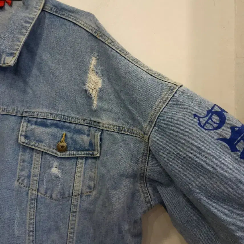 [BUNJANG] GRKC Distressed Denim Jacket L / GRKC 디스트로이드 데님 자켓/ L