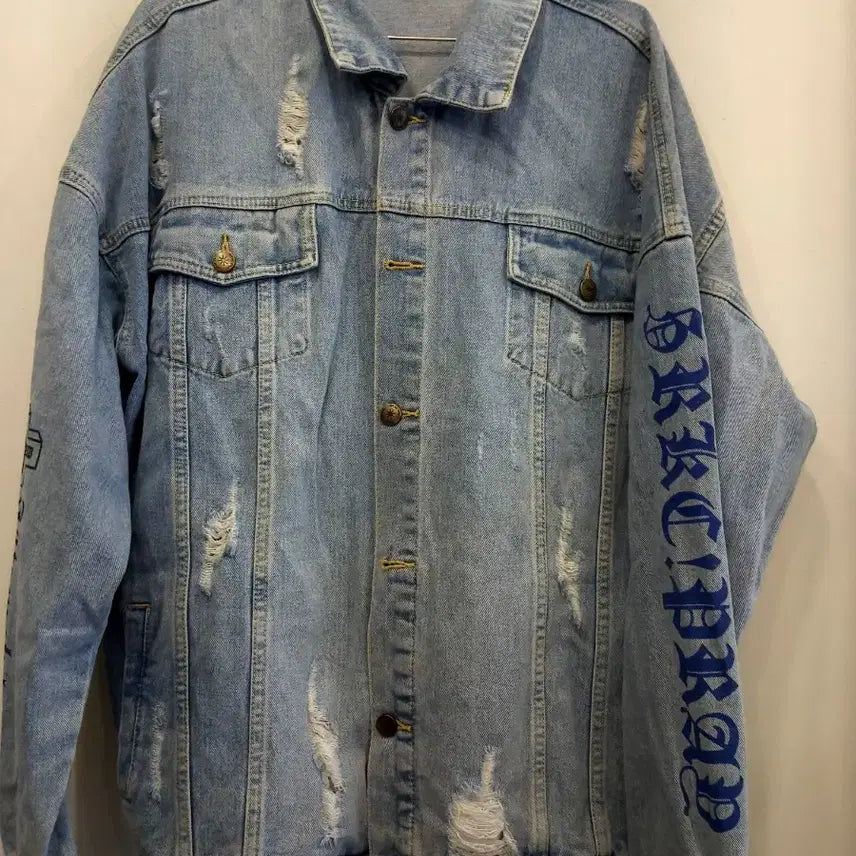 [BUNJANG] GRKC Distressed Denim Jacket L / GRKC 디스트로이드 데님 자켓/ L