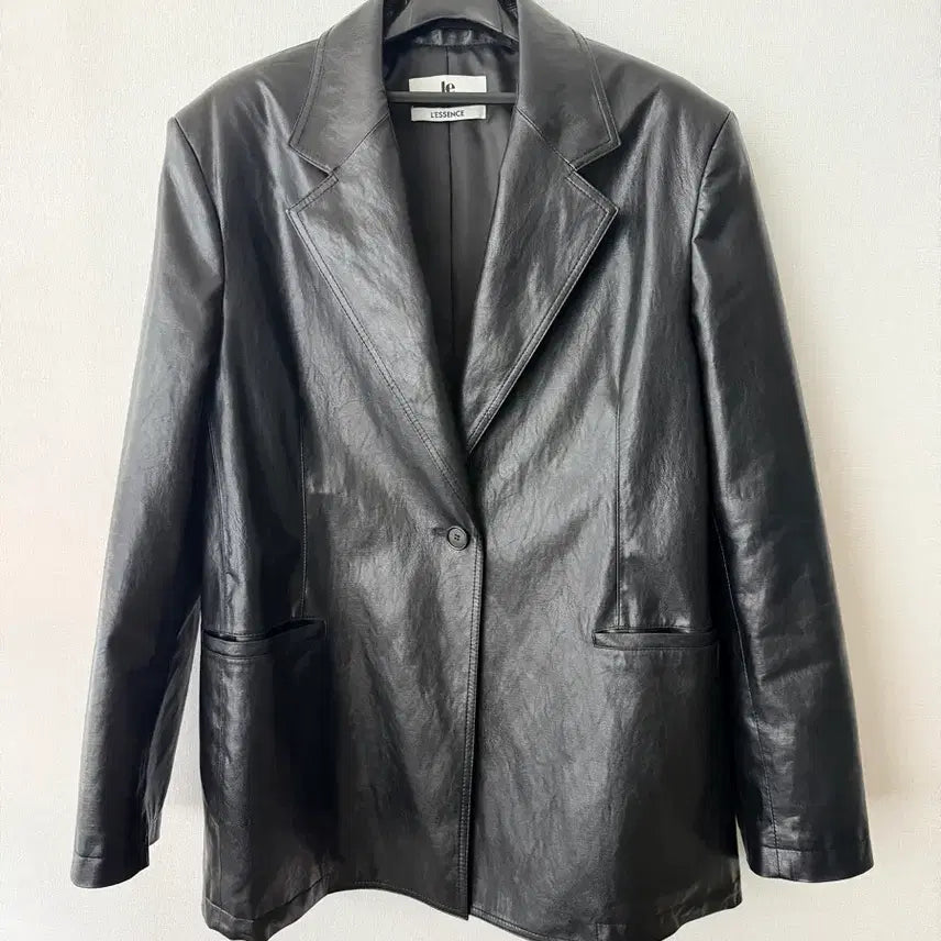 [BUNJANG] Le Black Leather Oversized Jacket / Le 르 레더 자켓 블랙 오버핏 가죽자켓
