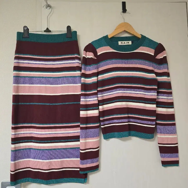 [BUNJANG] NAIN Colorblock Glitter Knit Set / 새상품)  SET상품) NAIN 멀티배색 글리터  니트 상하의