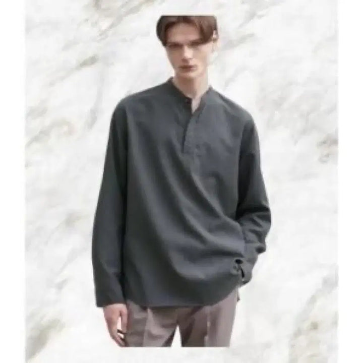 [BUNJANG] Drawfit Linen Collar Pullover T-Shirt / 드로우핏 린넨 카라 풀오버 티셔츠
