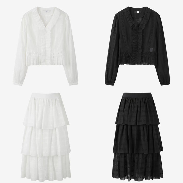 [BUNJANG] DUEL Top Skirt Set / 듀 엘 상의 스커트 세트