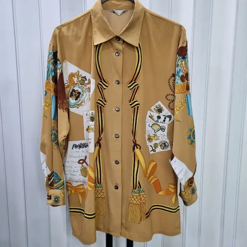 [BUNJANG] Vintage Patterned Brown Shirt / 패턴 브라운 빈티지 셔츠