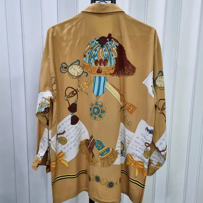 [BUNJANG] Vintage Patterned Brown Shirt / 패턴 브라운 빈티지 셔츠