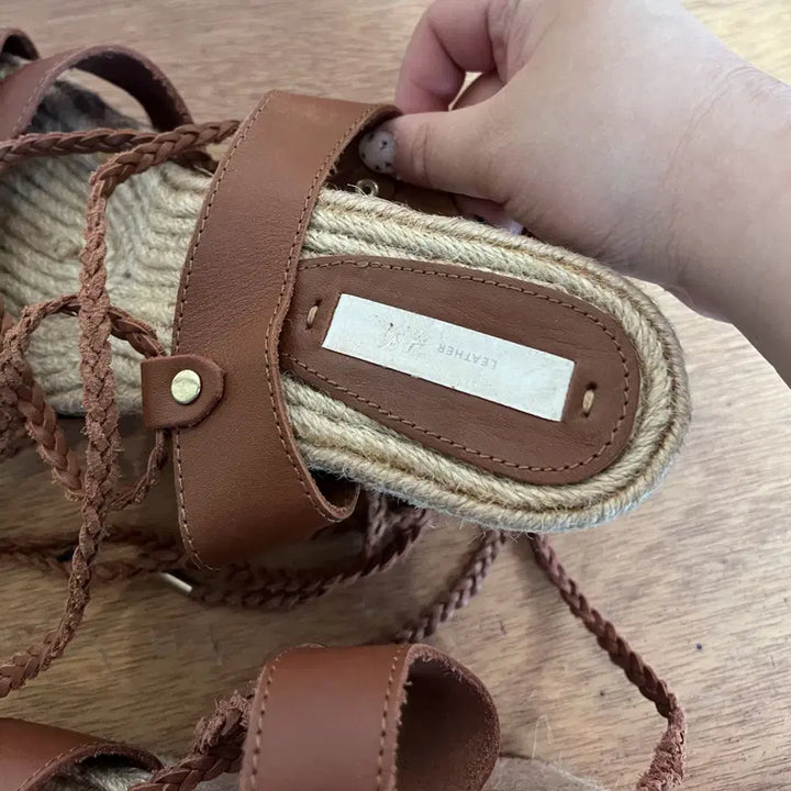 [BUNJANG] H&amp;M Brown Espadrille Wedge Sandals / H&amp;M_갈색 웨지힐 샌들 250사이즈