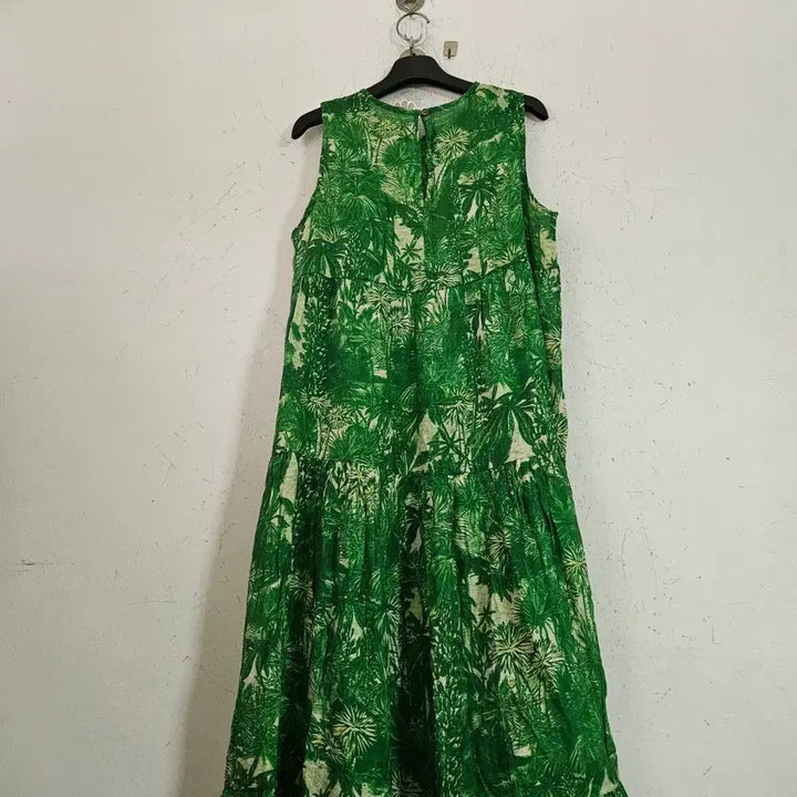 [BUNJANG] Green Floral Pattern Long Dress Size 55 / 그린 롱 원피스 플라워 패턴55