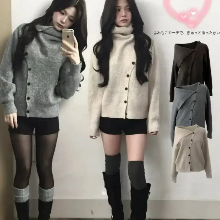 [BUNJANG] Asymmetrical Knit Cardigan / 언발란스 니트 가디건
