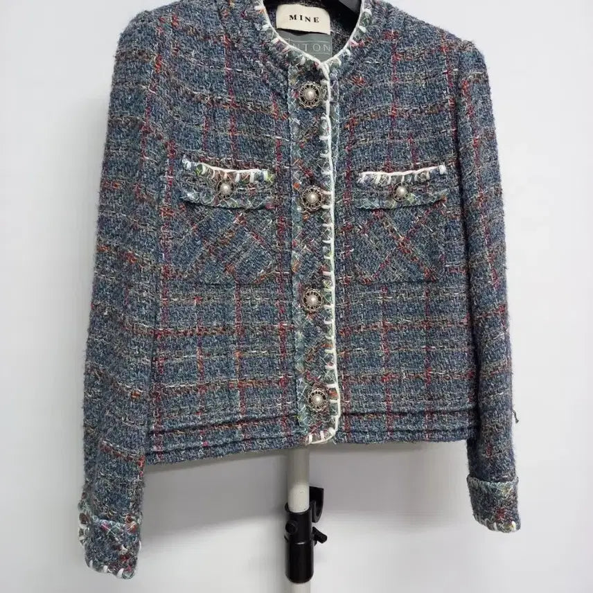 [BUNJANG] MINE Tweed Short Jacket Grey / 마인 MINE 춘추동 트위드 숏 자켓 82 44-66