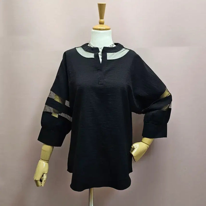 [BUNJANG] Sheer Mesh Detail Blouse / 시스루 망사 포인트 블라우스