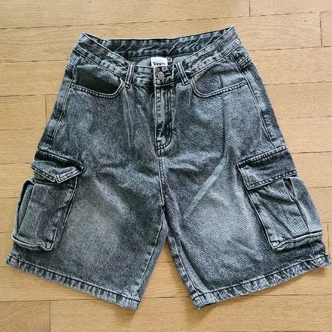 [BUNJANG] Vintage Washed Denim Cargo Shorts / 빈티지 워싱 데님 카고 반바지